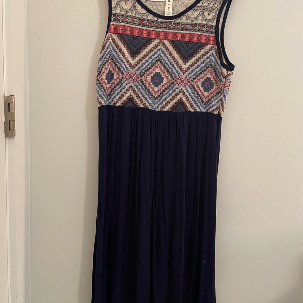 Geometric Pattern Sleeveless Maxi Dress